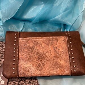 Montana West Brown and Tan Floral Clutch